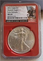 Early Release 2021 Silver Eagle: MS69 Red Case