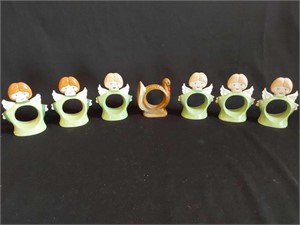 6 Ceramic Angel Napkin Rings
