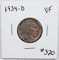 1934-D  Buffalo Nickel   VF