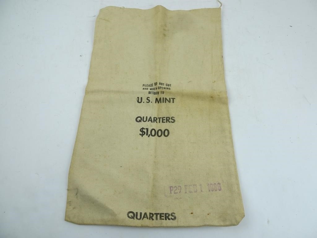 U.S. Mint $1000 Quarters Canvas Bank Bag