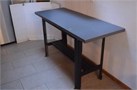Industrial Table w Wood top, Heavy Metal Bottom