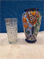 Talimol Mexican Vase And Cut Glass Vase x2