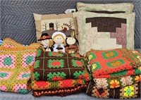 Sev., handmade lap afghans & pillows in Tote