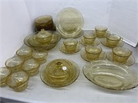 Yellow Depression Glass Dishes 45pcs