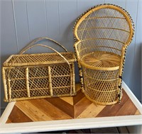 Wicker Rattan Peacock Chair & Basket