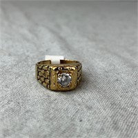 14K HGE Ring with Cubic Zirconia Stone Size 11