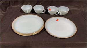 Set of 4 Fire King Robin Egg Blue Plates&Cups