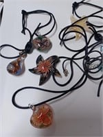 Glass Pendant Necklaces - Hear Shaped, Star