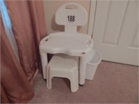(1) Shower Chair, (1) Waste Basket (1) Foot Stool