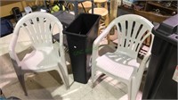 2 molded plastic patio chairs, Rubbermaid