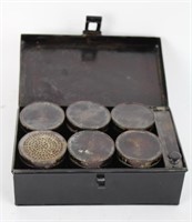 19TH CENTURY TOLE WARE SPICE SET IN BOX