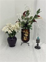 Artificial Flowers With Vases And Candle Holder