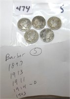 5 - Barber silver dimes