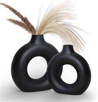 2-Pack Black Ceramic Vase