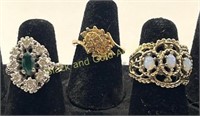 (3) Marked 18K Gold Filled Rings Sz 6