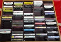 Cassette Tape Lot with Storage