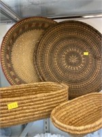 South American Woven Plates with Woven Vessels