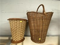 Woven Waste Basket with Handled Basket