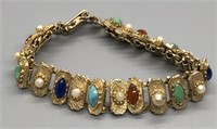 Vintage Gold and Multi Stone bracelet