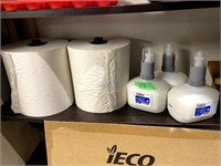 SHELF GROUP OF PAPER TOWEL, ECOLAB SKIN CLEANSER
