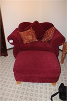 Red Oversized Chair and Ottoman