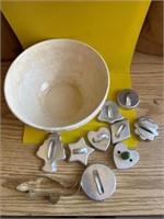 Vintage bowl and cookie cutters
