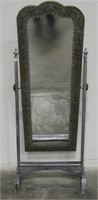 Tin Framed Tilt Dressing Mirror w/ Wood Base