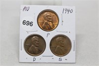 1940 P,D,S Cents-AU