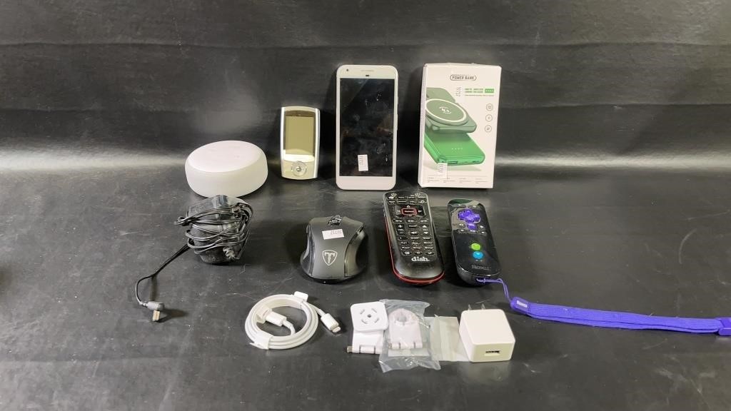 Dish Remote, Roku Remote, Smart Phone, Echo Dot