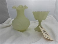 Fenton Vase 8" & Fenton Pedestal Dish no lid