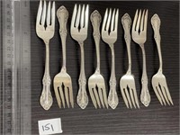 STERLING IS WILD ROSE 8 SALAD FORKS 9.29 OZT