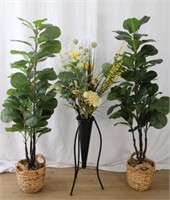 DECORATIVE FIG LEAF PLANTS & WROUGHT IRON STAND