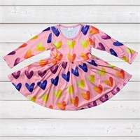 $18 Size 2T Kids Pink Watercolor Hearts Dress