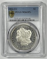 1884-CC Morgan Silver $1 Proof Like PCGS MS63 PL