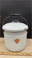 Vintage Enamelware Chamber Pot w/Lid