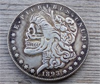 Hobo Style Challenge Dollar Coin 2 Heads Skull