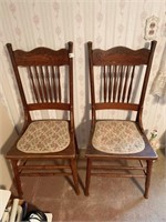 PAIR OF MATCHING FLORAL SEAT, CARVED BACK CHAIRS