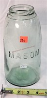 Antique 8-3/8" Mason Green Jar