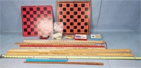Checkers Game, Yard Sticks, Playing Cards