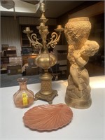 Angel Statue, Vintage Lamp, Shell Dish & More