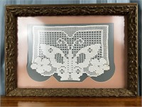 Framed Crocheted Butterfly Doily