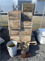Collectable Wood Crates,24pcs, w/jars & buckets