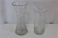 Cut and Etched Glass Vase Lot