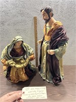 Lg old nativity figures Mary Joseph 39" tall