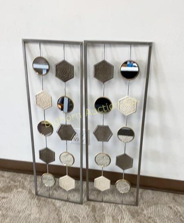 Metal Geometric Art Wall Panels 2Pc Lot