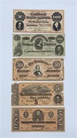Confederate Currency ($1, $5, $50, & $100)