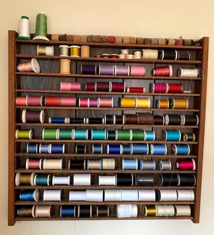 thread spool wall shelf