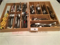 2 drawer inserts of flatware misc brands and style