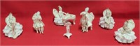 Lot (6) Dresden Figurines and Music Stand