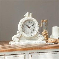 Vintage Mantel Table Clock with 2 Birds, Silent